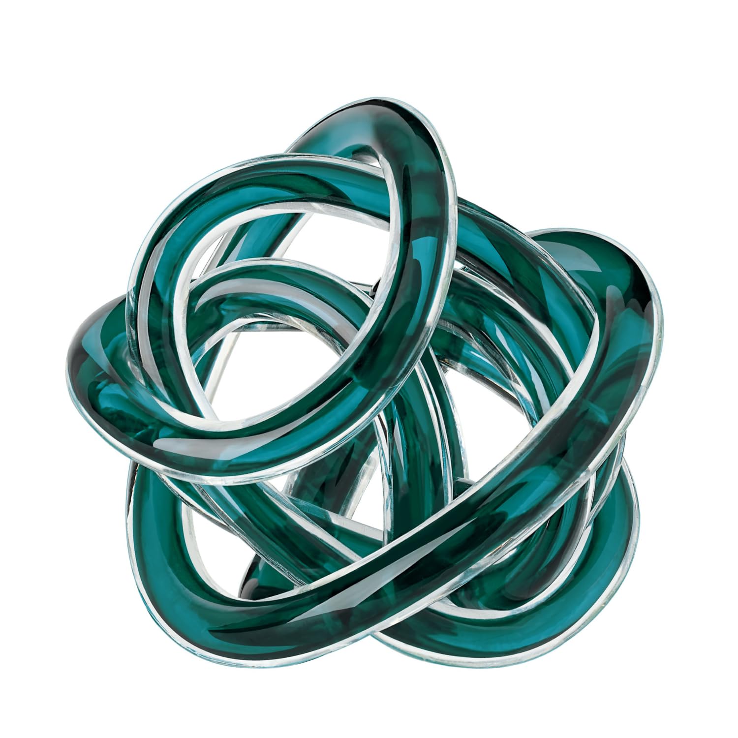 Torre & Tagus Glass Ball with Infinity Knots, Blue-Green, 3-inch Diameter