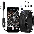 [Dual-Lens] Endoscope Camera with Light 1920P HD Borescope with 8+1 LED Light Endoscope 16.5FT Semi-Rigid Snake Cable 8mm IP67 Waterproof Inspection Camera for iPhone iPad Android Phone