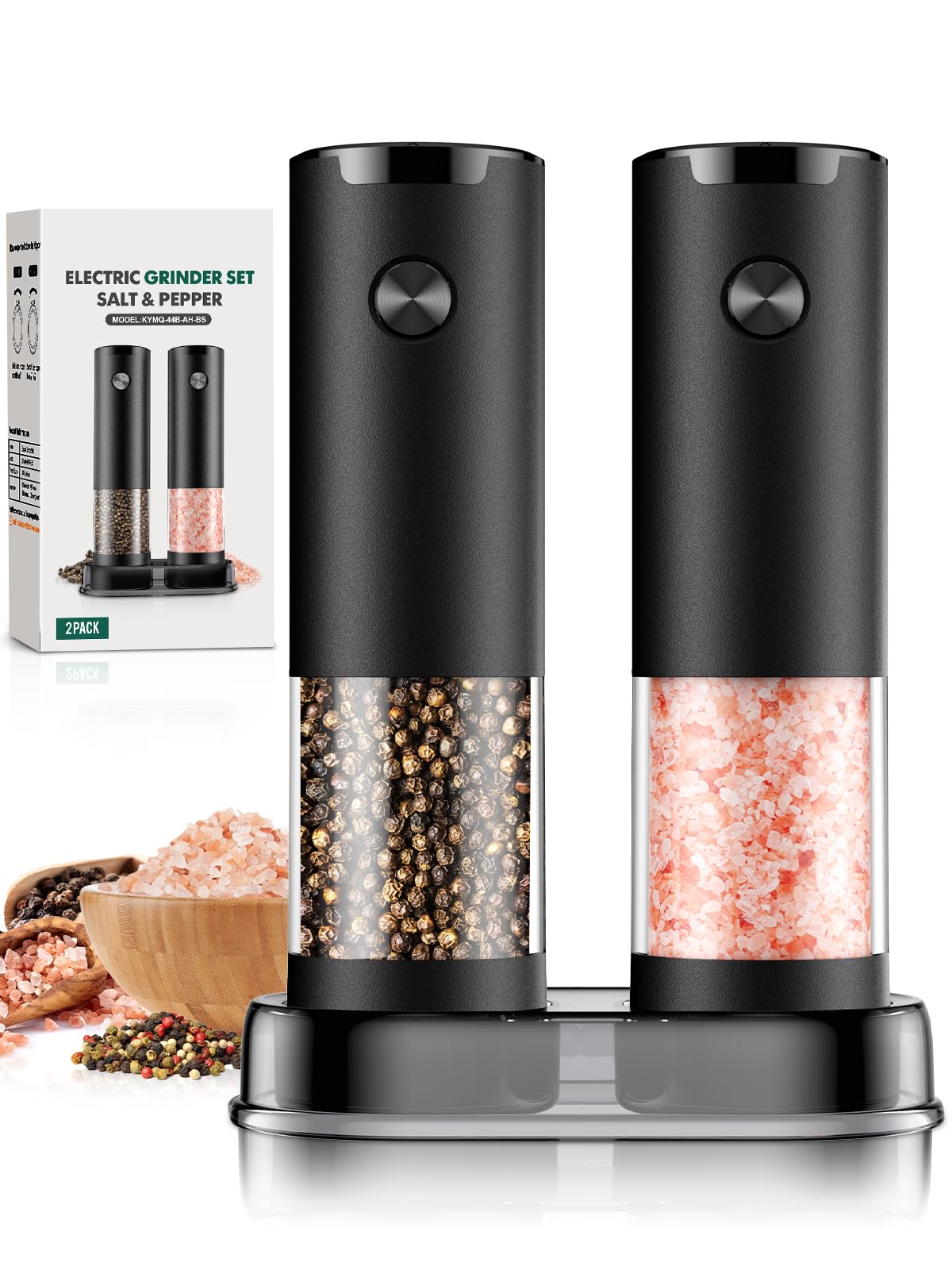 Photo 1 of Electric Salt and Pepper Grinder Set Automatic Battery Pepper Mill Shakers Adjustable Coarseness Upgraded Larger Capacity with Led Home and Kitchen Appliances for New House Warming Gifts