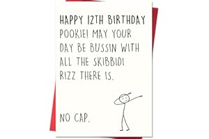 Smithtuy 12th Birthday Card,12 Year Old Birthday Gifts & Decorations for Boys Girls Son Daughter Nephew Niece,Funny 12th Birthday Card for Him Her with Gen Z Teenagers Slang Meme-Inspired Design