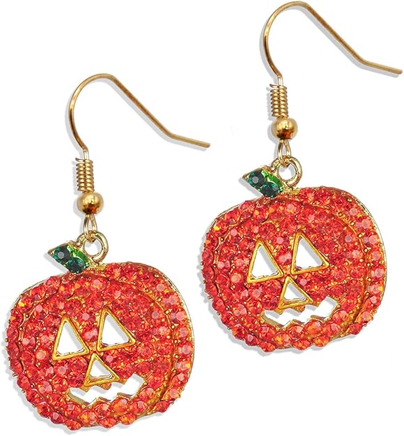 Amazon.com: NRRN Halloween Pumpkin Earrings Hypoallergenic Crystal