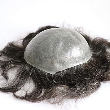 Amazon Com Lumeng Toupee For Old Men Pu Toupee Short Silver Grey