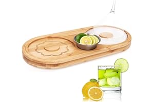 DXQCHDUO Bamboo Wood Salt Rimmer Set, Salt & Sugar Box with Condiment Tray, Home Bar Accessories for Seasoning