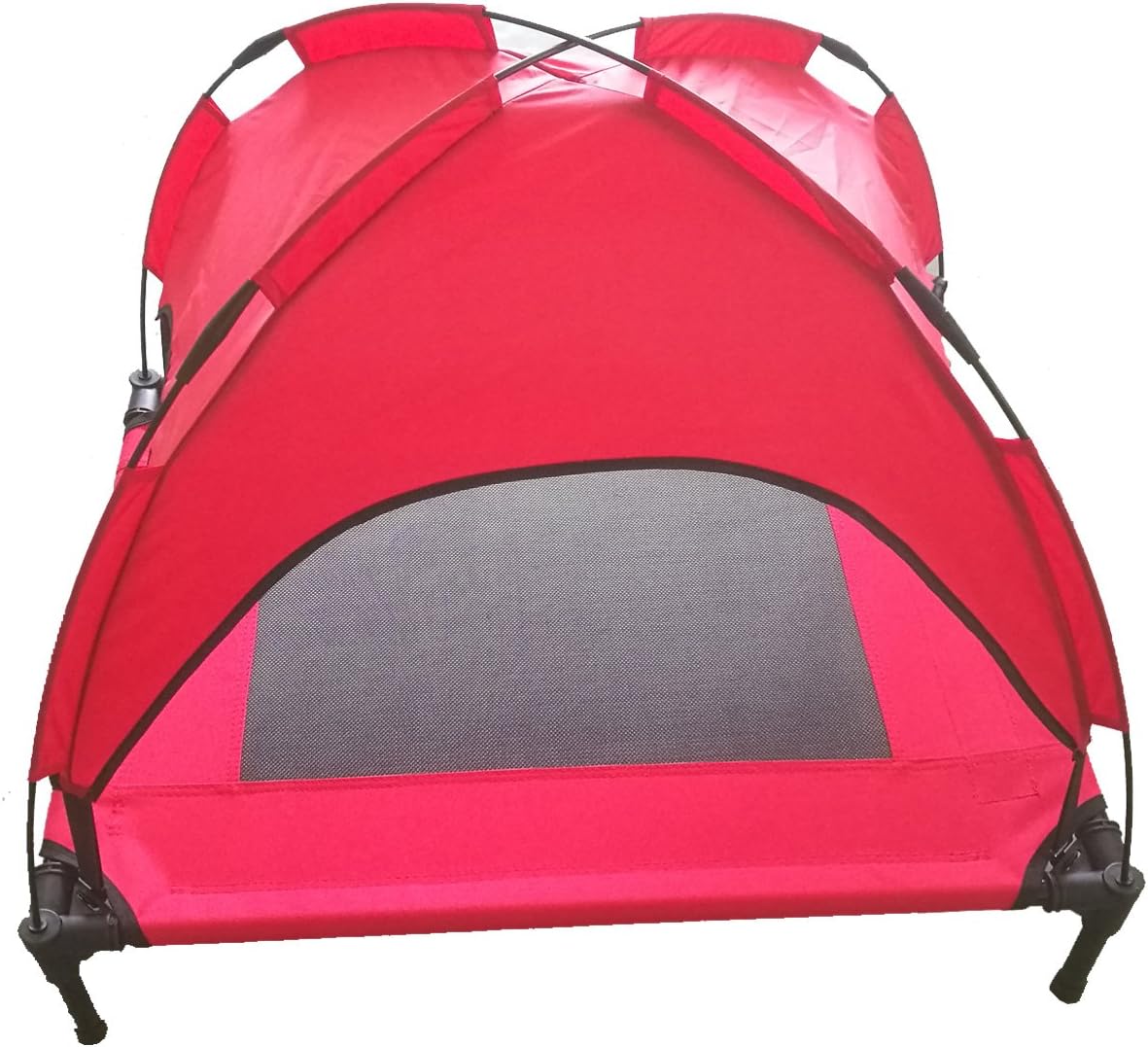 JANMO Pet Portable Bed Dog Foldable Indoor and Outdoor Cot Tent Canopy Shelter (M 30 inch, Red)
