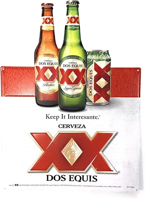 Amazon Com Dos Equis Cerveza Keep It Interesante Metal Sign Home Kitchen