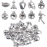 Ball Games Sports Charms, 30 Pieces Mixed Alloy Sport Theme Baseball Football Basketball Craft Charms Pendants Jewelry Findings Making Accessory for DIY Necklace Bracelet Earring - 10 Styles
