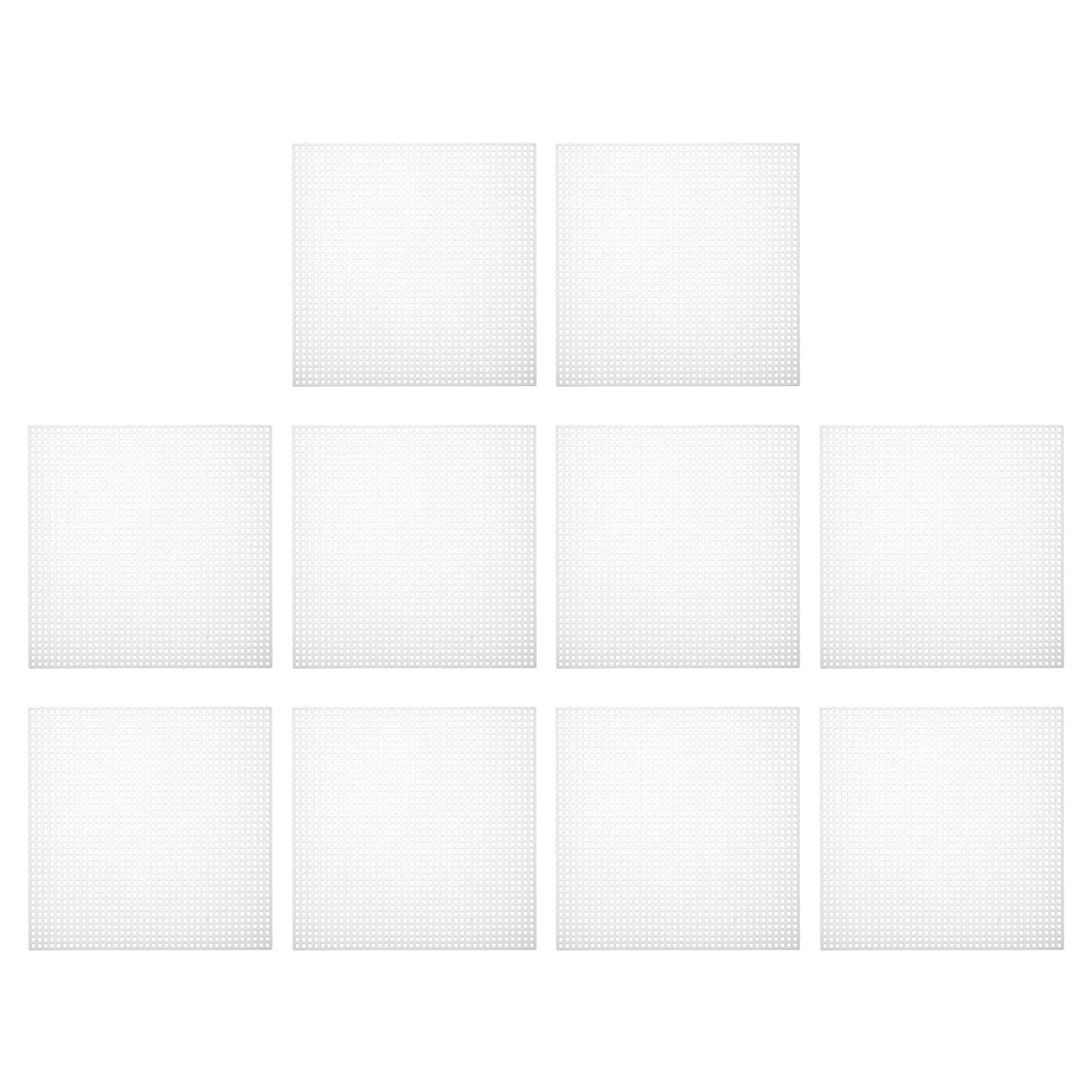 PATIKIL Plastic Mesh Canvas Sheets,10Pcs 5.5 x 5.5inch Cross Needlework Blank Yarn Crafting for Embroidery DIY Bookmarks Cup Mats, White, Square
