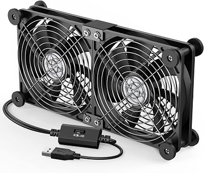 ELUTENG 120mm Dual Row USB Fan 3 Speed 5V Cooling PC Laptop Router PS5 TV Box