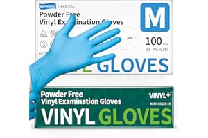 Supmedic Vinyl Disposable Exam Gloves, 4Mil Powder-Free Latex-Free Food Grade Cooking Cleaning Medical Glove Blue 100&1000 Ct