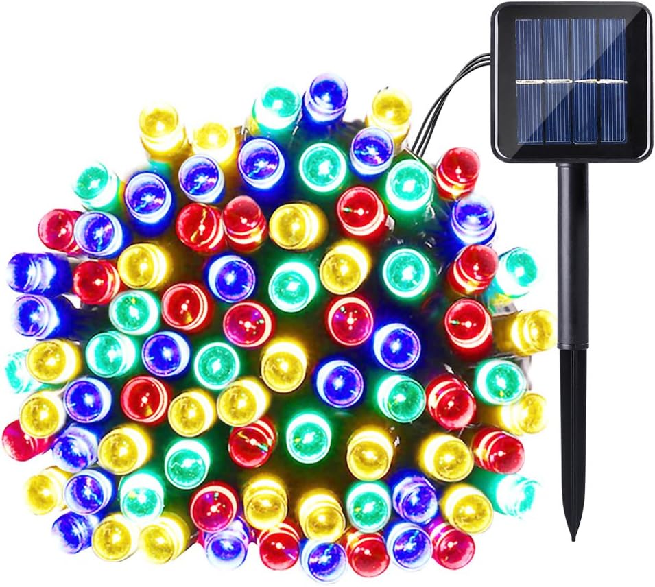 Qedertek Solar String Light, 33ft 100 LED 8 Modes Light Sensor Control Waterproof Decorative Ambiance Light For Patio, Lawn, Garden, Fence, Balcony, Party, Holiday, Christmas Decorations(Multicolor) 
