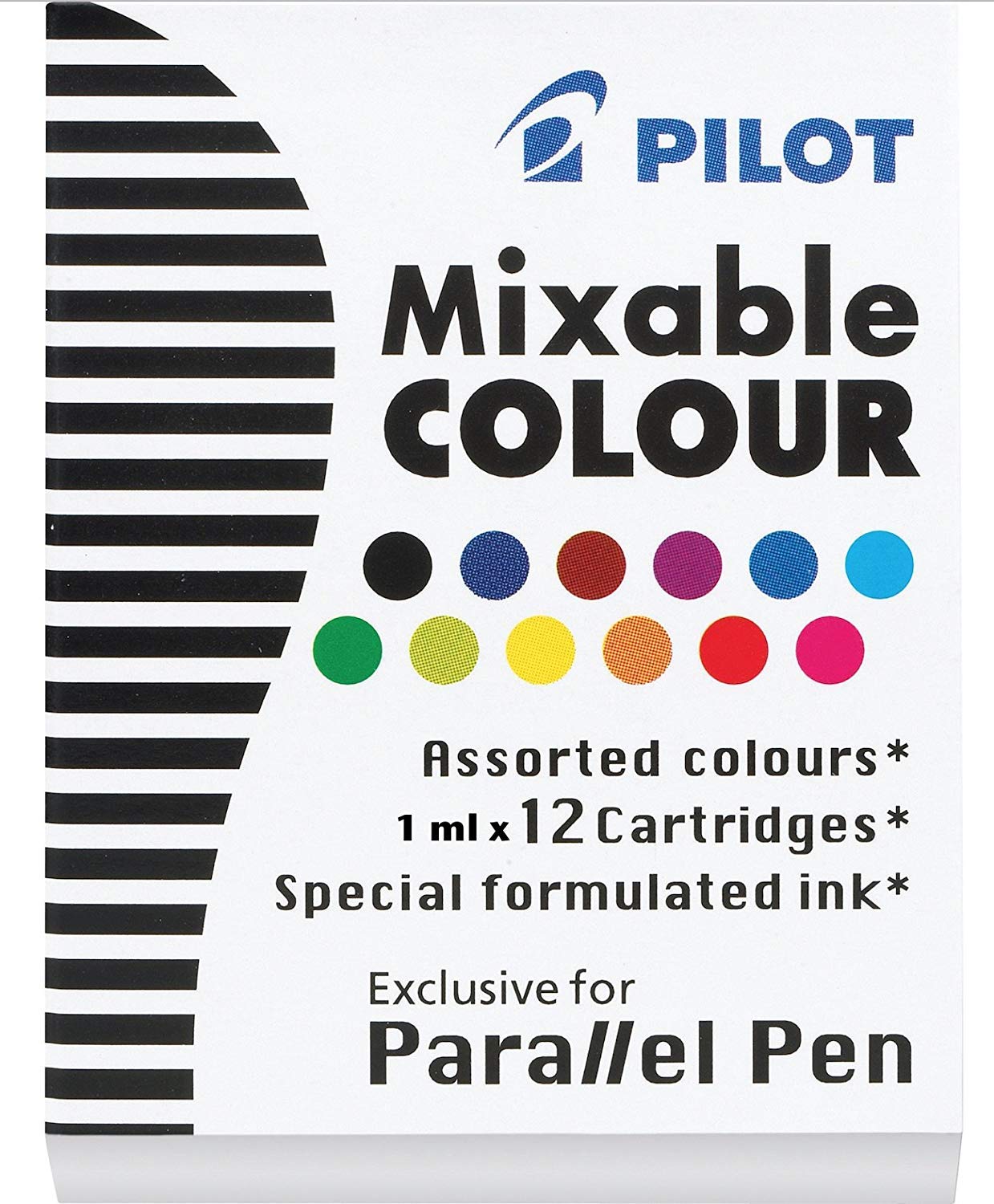 Pilot Refills Parallel - 12 Colors Assorted Fountain Pen Cartridge - P77312