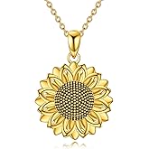 CRMAD Daisy/Sunflower Flower Necklace Jewelry Gifts for Women Sterling Silver Flower Pendant
