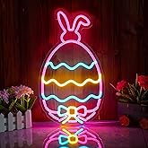 Easter Egg Neon Sign - Hidden Bunny & Colorful Eggs LED Wall Decor, USB Dimmable Spring Decor with Surprise Rabbit Design - M
