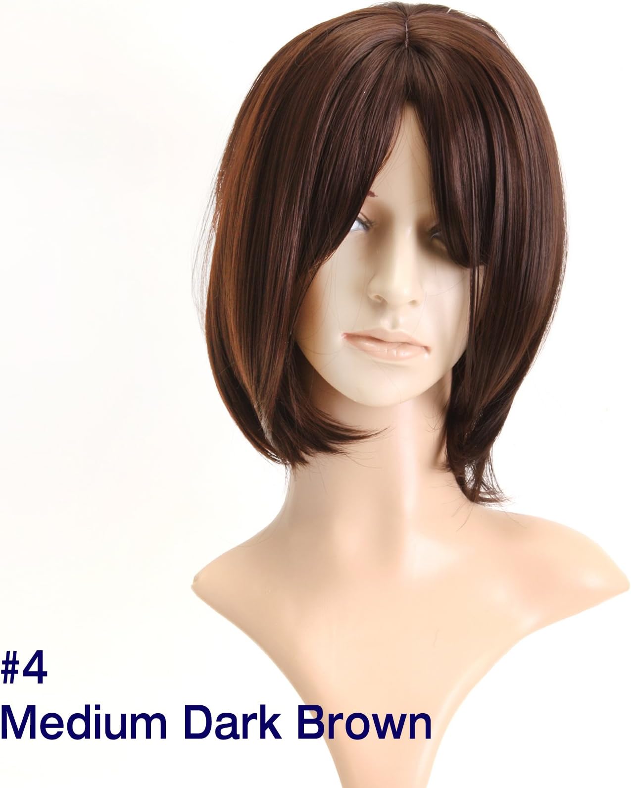 1set Capless Medium Lovely Modern Synthetic Hair Style Wig Multiple Color (WGF25-4 Med Dark Brown)
