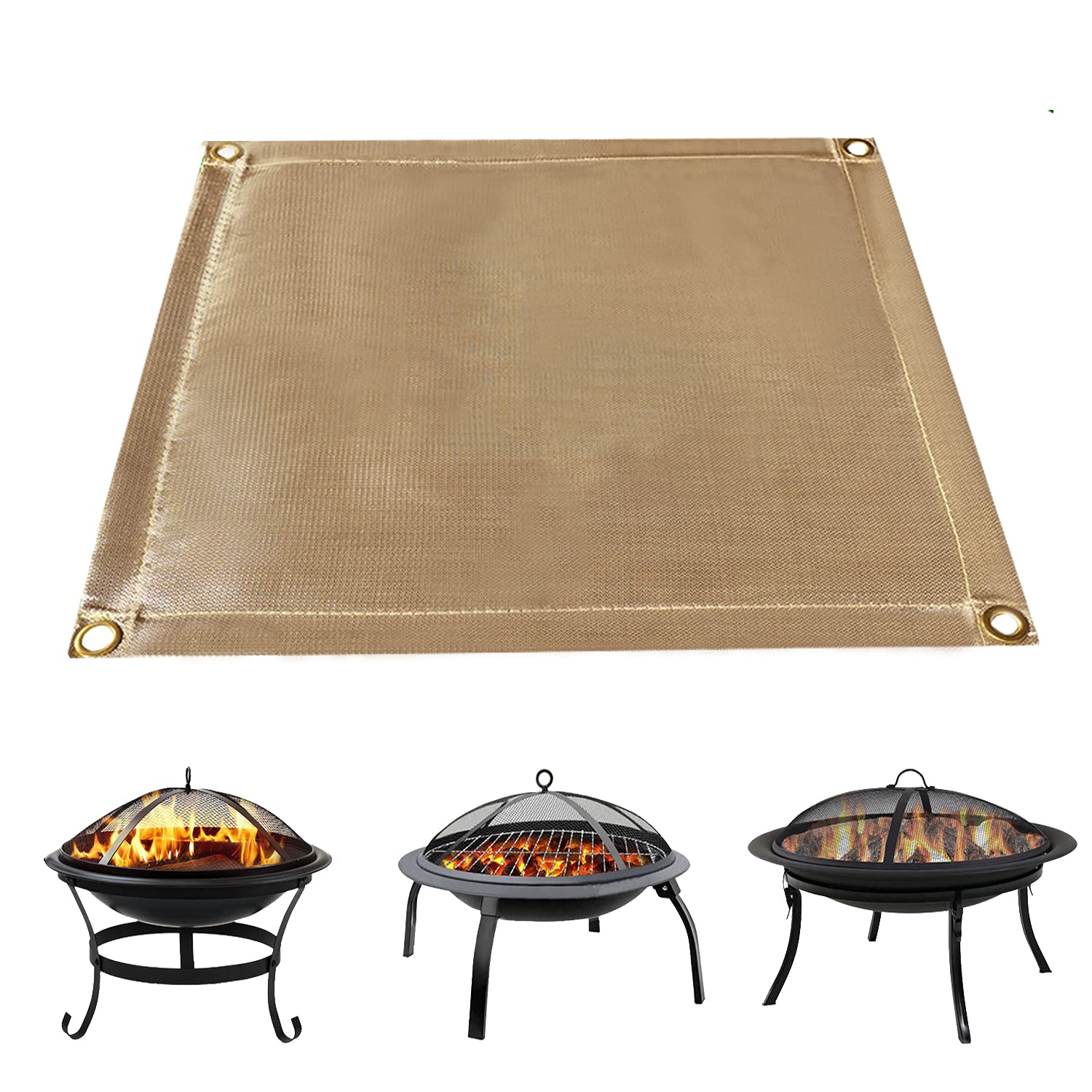 Fire Pit Rig | Fireproof Resistant Mat - Flame Retardant Cloth for All Surfaces - Foldable/Easy Carry to Enjoy Plenty of Spaces (100x95cm)