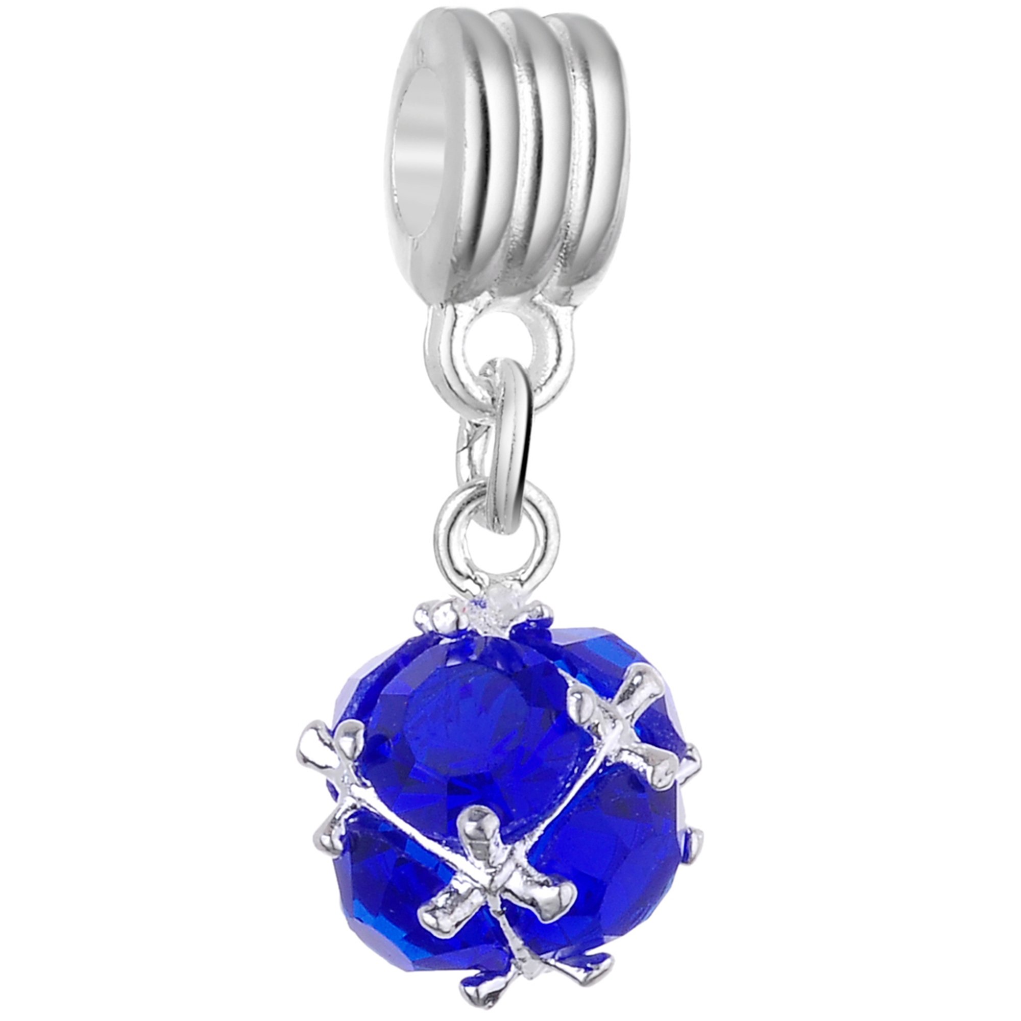 RUBYCA Blue Crystal Ball Dangle Silver Charms Pendant Beads for Jewellery Making Crafting Supplies (10pcs, Royal Blue) — image 1