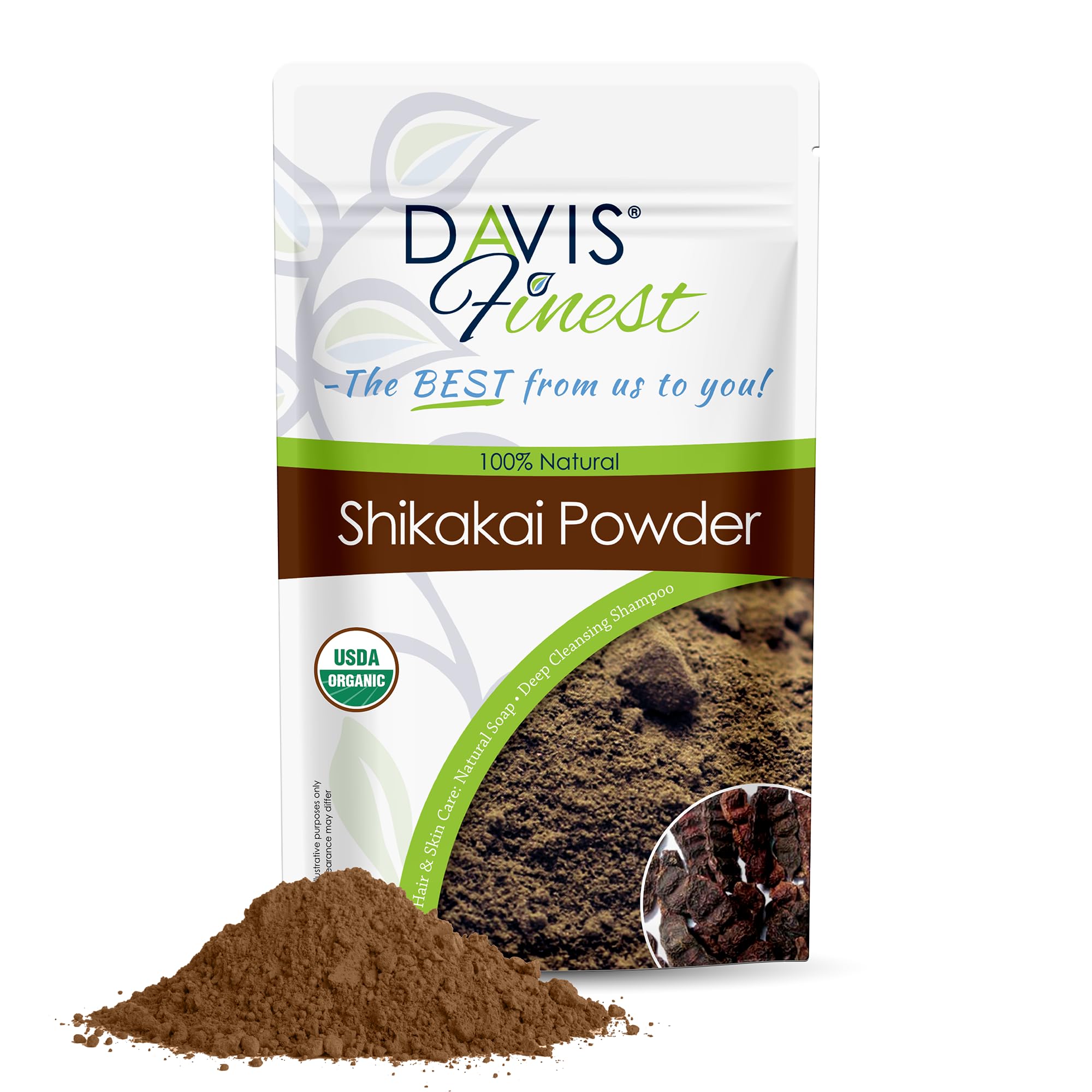 Davis Finest Organic Shikakai Powder 100g, Ayurvedic, Pure & Natural Shikakai Shampoo, SLS-Free, Body Wash, Itchy Scalp, Damaged, Thinning Hair, Promotes Hair Growth, Vegan