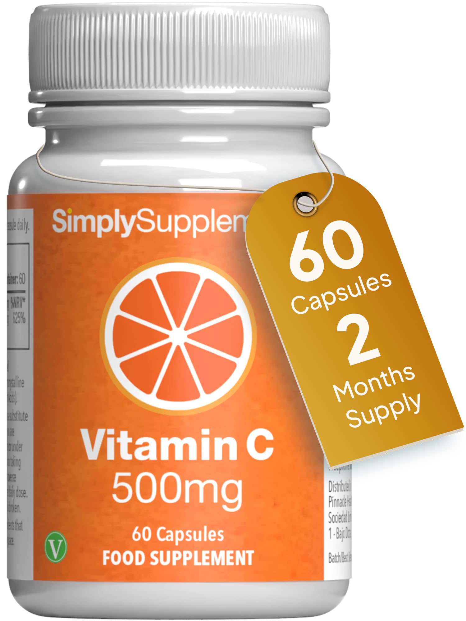 Vitamin C 500mg Tablets | Supports Immune Function, Reduces Fatigue & Tiredness | Vegan & Vegetarian Friendly | 60 Tablets – 2-Month Supply | Made in the UK