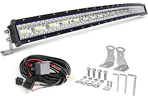 JG-AUTO Triple Rows Led Curved Light Bar Super Bright Spot & Flood Combo Beam 39000LM Off Road Work Light for Pickup SUV ATV 