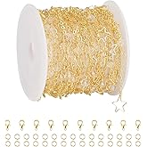 UMAOKANG 16.4 Feet 18K Gold Plated Brass Chains for Jewelry Making Hollow Star Link Chain Roll with Jump Rings Lobster Clasps