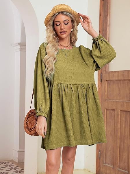 GLAMAKER WOMEN’S TENNIS DRESS SUMMER FLOWY BABYDOLL MINI DRESSES GREEN M