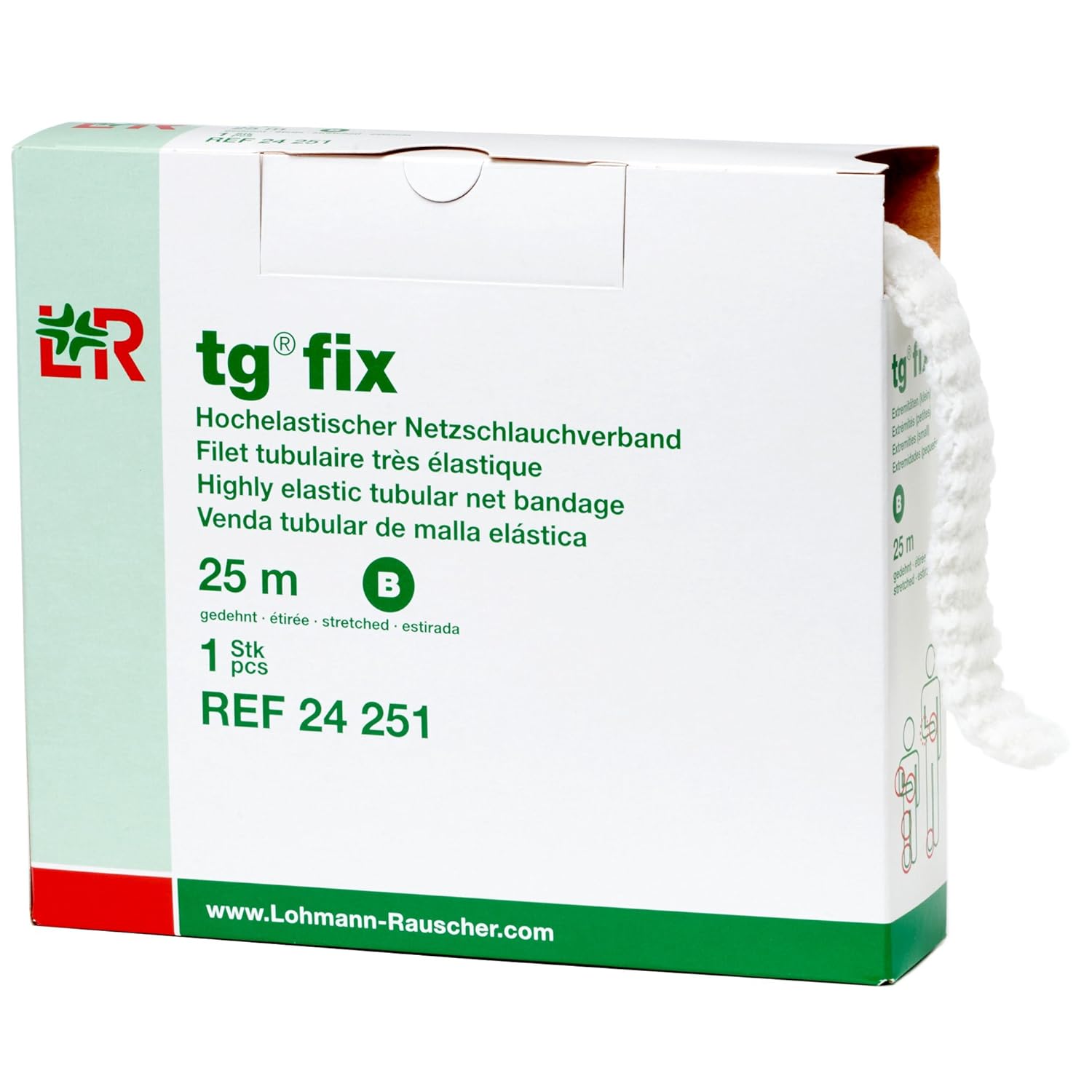 Lohmann & Rauscher tg Fix Net Tubular Bandage, Elastic Net Wound Dressing, Bandage Retainer for Large Extremities, Size C (65.0cm Wide x 25m Long When Stretched): Industrial & Scientific