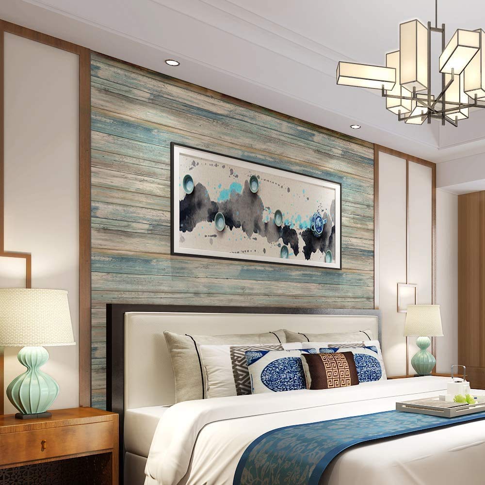 practicalWs 24''×118'' Wood Wallpaper Distressed Wood Peel and Stick Wallpaper Removable Wall Paper Self Adhesive Wooden Covering Vintage Wood Panel Interior Film Surfaces Easy to Clean and Used