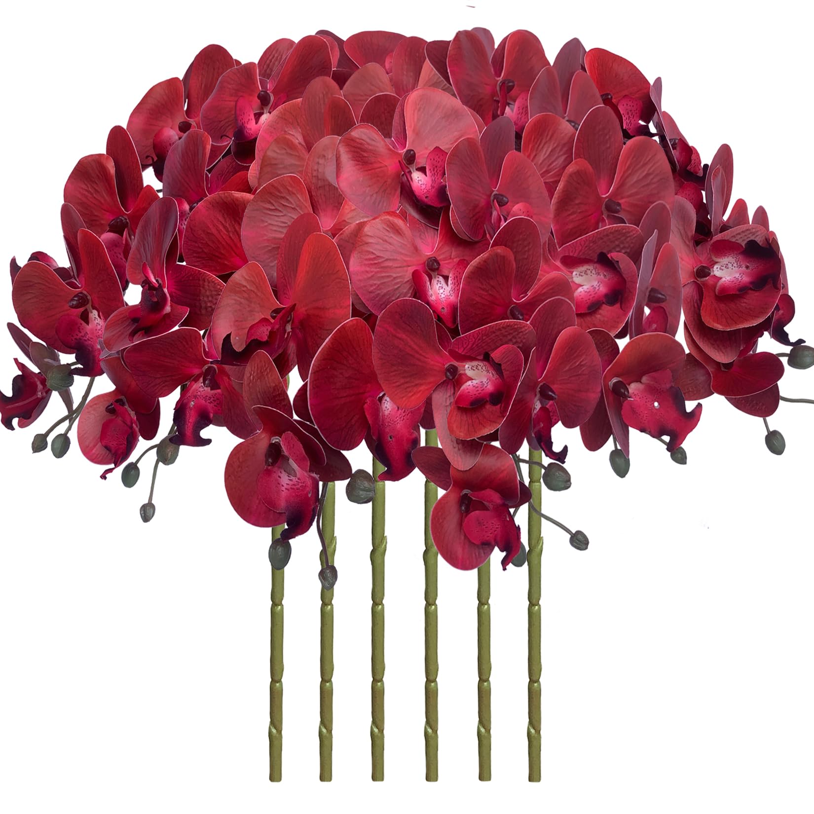 FagusHome 32 Inch Artificial Phalaenopsis Flowers 6 Pcs Artificial Orchid Flowers Stem Plants for Home Décor (Red) — image 1