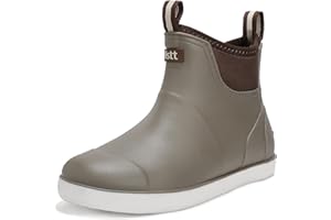 RIUETAR Men's Deck Boots Waterproof Fishing Rain Boots, Anti-Slip Rubber Boots Ankle Booties, High-Performance Footwear Chelsea Boots for Gardening Boating Camping Sailing