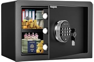 WASJOYE Security Home Safe Box, Cabinet Safe Box with Digital Keypad Safety Key Lock, Safety Box for Home Business Office Hotel Money Document Jewellery Passport Gun Storage 1.0 Cubic Feet