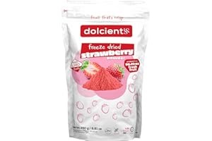 Dolcientis Freeze Dried Strawberry Powder |%100 Natural | No Sugar Added | Non GMO & Vegan | Freeze Dried Fruit | Strawberry Powder for Cake, Baking, Yogurt, Smoothie and Juice, 8.81 oz, 42 Serving
