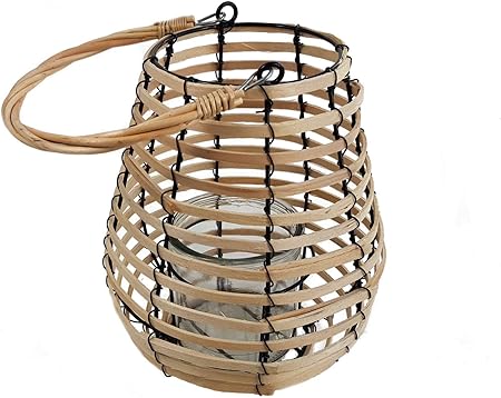 Spetebo Holz Laterne Mit Kerzen Glas 40 Cm Windlicht Zum Hangen Garten Deko Hange Leuchte Amazon De Garten