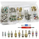 102Pcs Air Conditioning Valve Core Accessories Kit, A/C R12 R134a Refrigeration Tire Valve Stem with Double Head Dual Dismantling Remover Installer Tool Assortment Kit