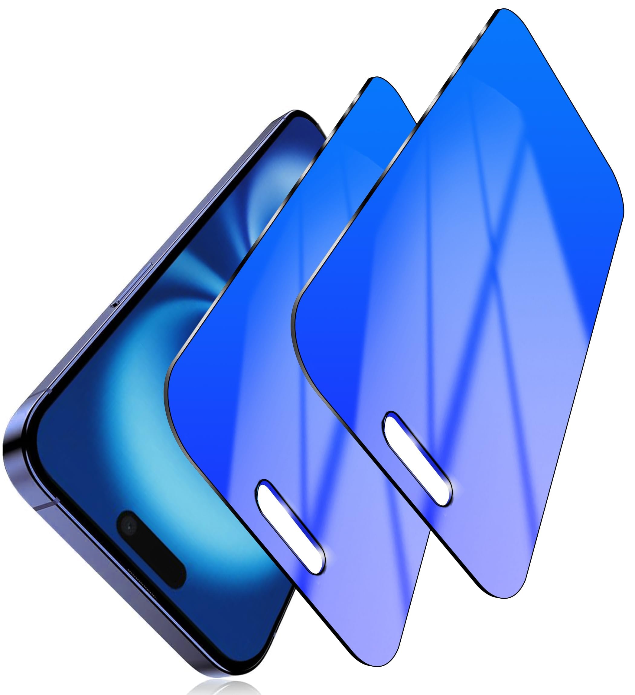 Westillux 2 Pack Privacy Screen Protector for iPhone 16 Plus Tempered Glass 25 Degree Anti-Spy 16Plus Gradient Colorful Anti Bluelight Easy Installation Frame Full Coverage Case Friendly (6.7 inch Blue)