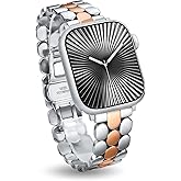 Moolia Stainless Steel Bracelet Compatible with Apple Watch Band 42/41/40/38/46/45/44/49mm Designer Elegant Metal Women Replacement Bracelet for iWatch Series 11 10 9 8 7 6 5 4 3 2 1 SE/Ultra(1/2/3)