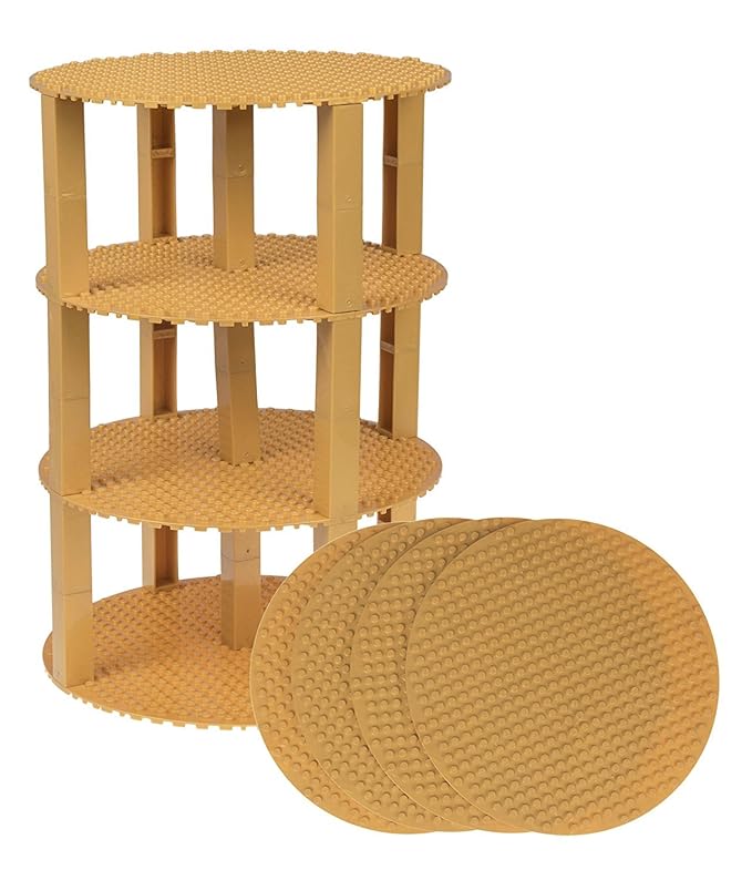 Strictly Briks Premium-Bauplatten - rund & stapelbar - kompatibel mit Allen großen Marken - Set mit 4 Bauplatten (Ø 8'/20,3 c