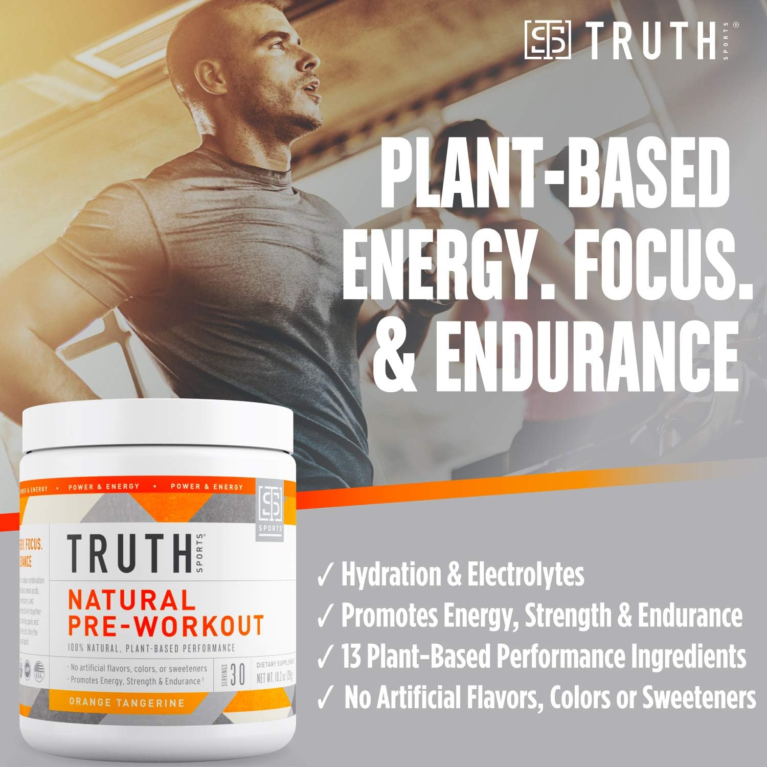 Natural PreWorkout Powder- Preworkout for Men & Women - Plant Based, Keto & Vegan Friendly - Energy, Focus & Performance - Truth Nutrition (30 Servings) (Orange Tangerine): Health & Personal Care