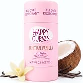HAPPY CURVES All Over Whole Body Deodorant for Women - Aluminum-Free - Invisible All Day Layer of Full Body Protection for Long Lasting Odor Control, Sensitive Skin, &amp; Private Parts - Tahitian Vanilla