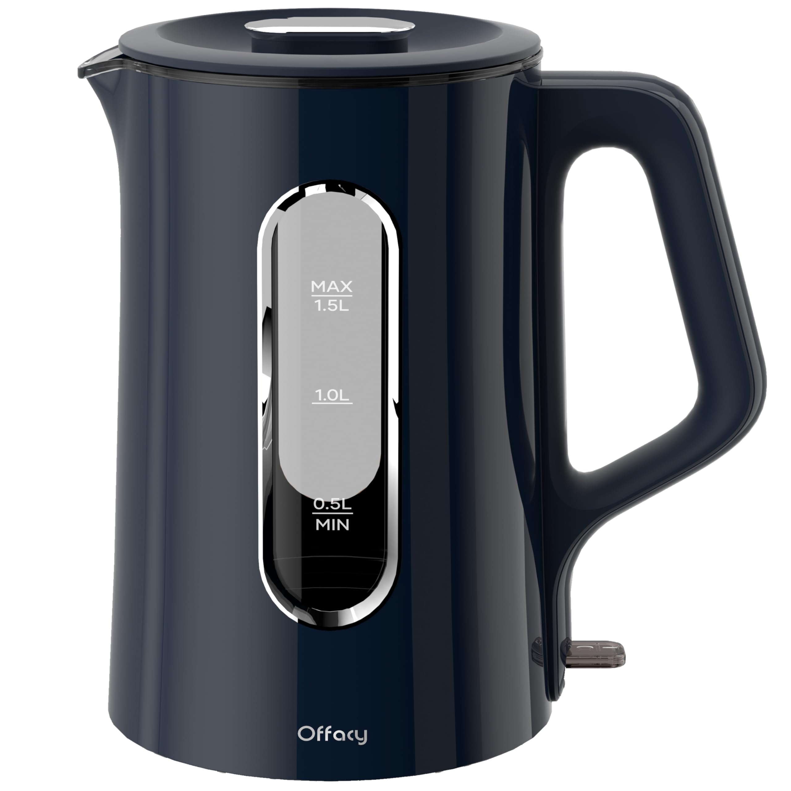 Photo 1 of Offacy Electric Kettle, Tea Kettle Pot, Double Wall Glass Inner 1.5L/1200W, Hot Water Kettle Teapot Boiler & Heater with Automatic Shut Off, BPA-Free & LED Indicator Lights (Navy Blue)