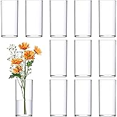 Amazing Abby - Viola Piccolo - Plastic Cylinder Vases (12-Piece Set), Acrylic Flower Vases for Wedding Centerpieces, Home Decorations, Office Ornaments, Shatter-Proof, 6" (H) (Not Glass)