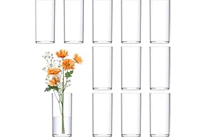 Amazing Abby - Viola Piccolo - Plastic Cylinder Vases (12-Piece Set), Acrylic Flower Vases for Wedding Centerpieces, Home Decorations, Office Ornaments, Shatter-Proof, 6" (H) (Not Glass)