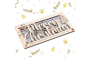 GJULRFU Unique Wooden Cash Envelope Money Wallet - Xmas Cash Holder for Christmas Party Gift