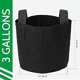JERIA 12-Pack 3 Gallon Grow Bags with Handles & Plant Labels - Black view 2