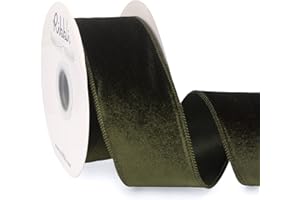 Ribbli Moss Green Velvet Wired Ribbon 2.5 Inch Velvet with Satin Christmas Ribbon for Gift Wrapping Christmas Tree Decoration Crafts Wreaths Supplies-Continuous 10 Yards
