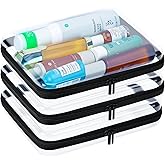 Mihkiom 3Pcs Clear Hard Shell Zipper Case, BIiss Plastic Bins for Organizing, Clear Zipper Pouches Makeup Case & Lidded Storage Bins Organizer for Home Storage Cosmetics, Puzzles