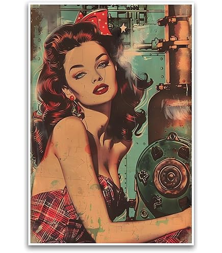 Amazon.com: Vintage Retro Pin-Up Girl Poster - Classic 1950s Style