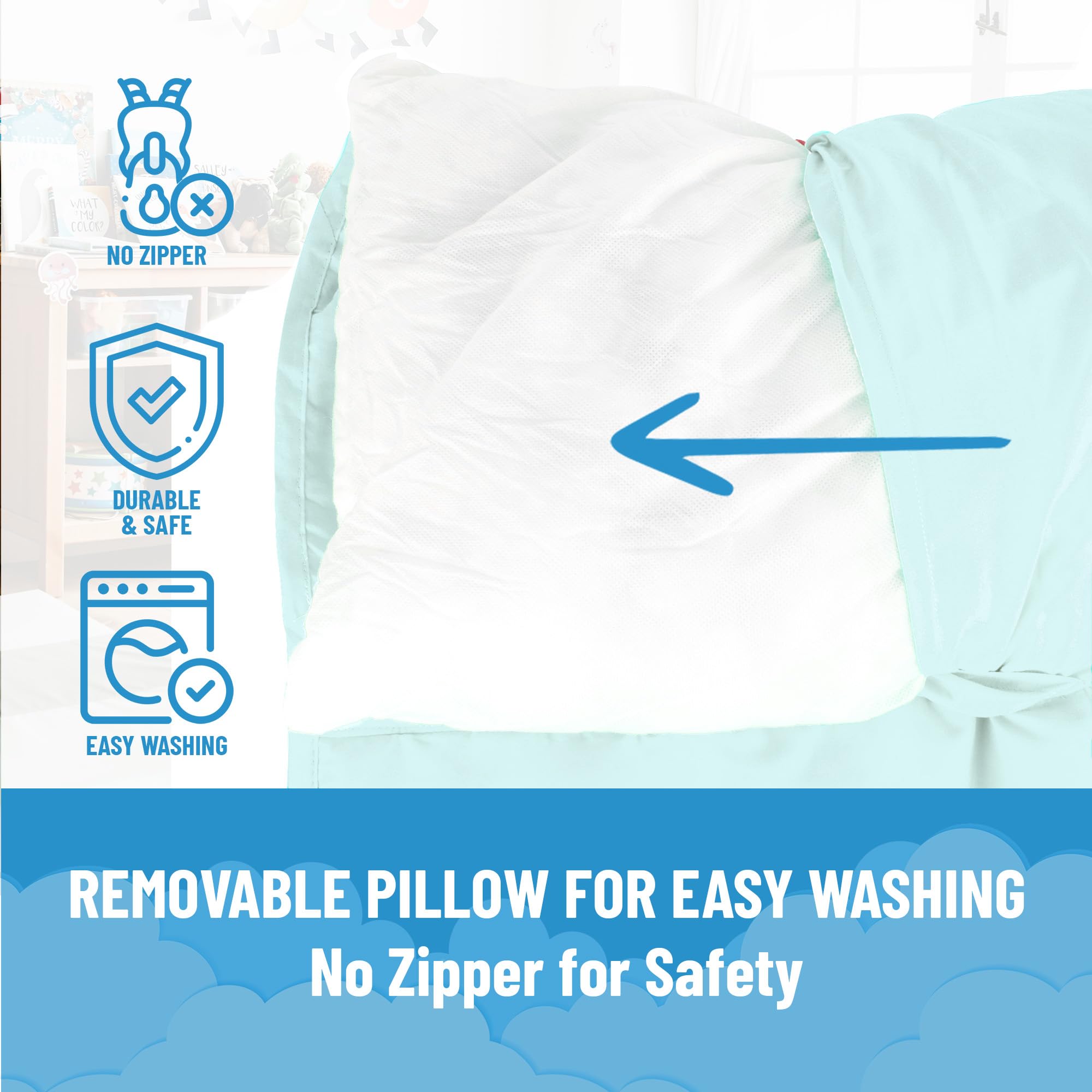 Jay Franco Kids Nap Mat with Embedded Pillow & Blanket – Soft 46"x20" Microfiber Sleeping Bag with Name Tag & Handle for School, Travel, Sleepover, Blue - Bluey - view 4