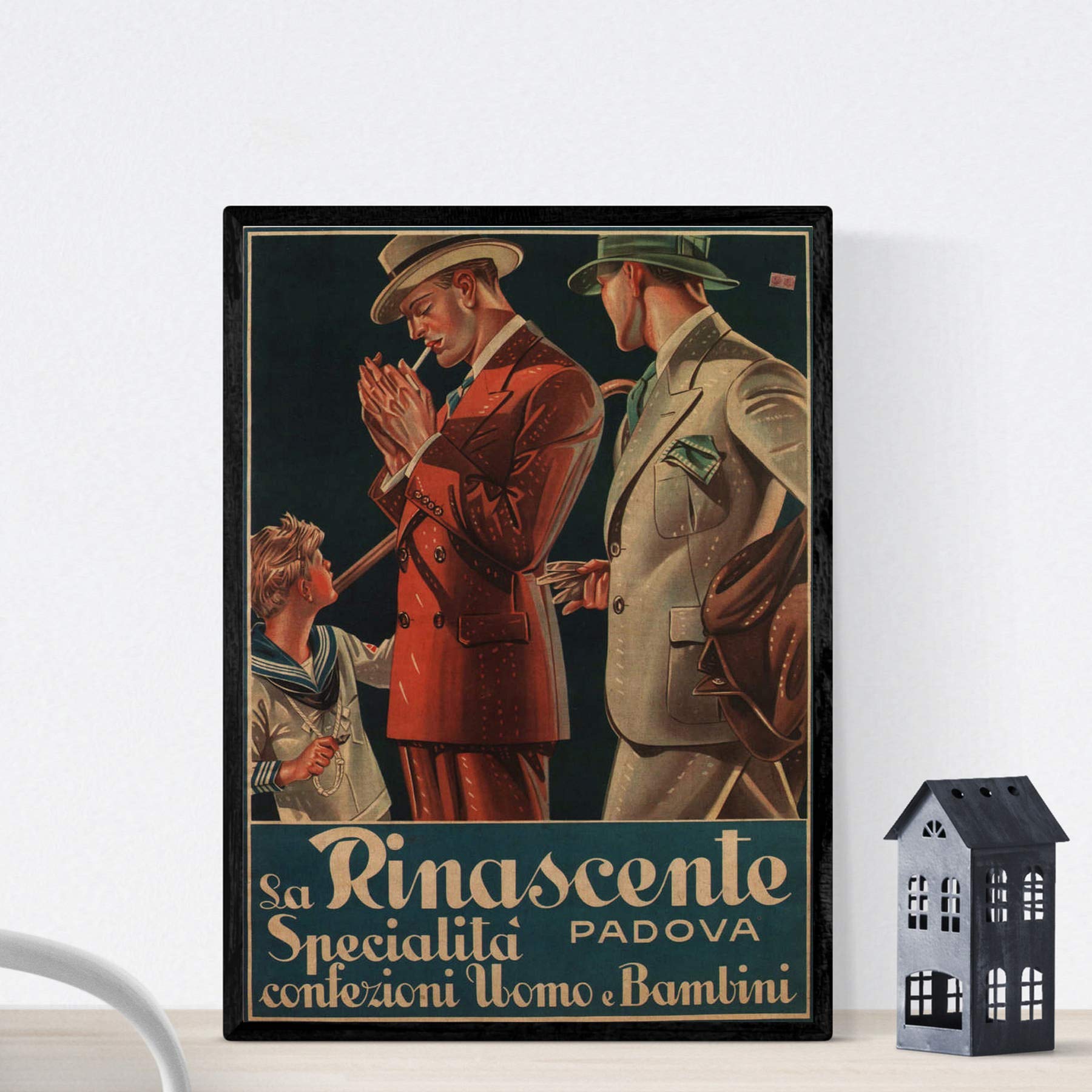 Nacnic Vintage Poster Vintage poster for La Rinascente, Menswear and child in Padova. A3 size