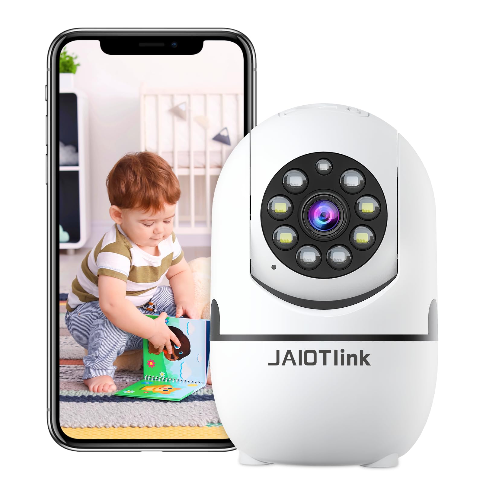 Photo 1 of 1080P Video Baby Monitor with App, Pet Camera & Dog Camera, Wireless Dual-Band WiFi, Color Night Vision, Motion Detection & Auto Tracking, 2-Way Audio, Indoor Security Camera Compatible with Alexa