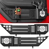 VEILS Front Door Storage Box for Jeep Wrangler JL JLU 4XE (2018-2025) &amp; Gladiator JT (2020-2025) Accessories, Fits Manual/Power Seats, Heavy-Duty Metal Door Pockets Organizer 2PCS, Black